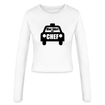 Hier fährt der Chef Taxi Fahrer Auto Geschenk - Frauen Slim Fit Langarmshirt - Weiß - Vorne - AI Model Female 172 light (172cm)