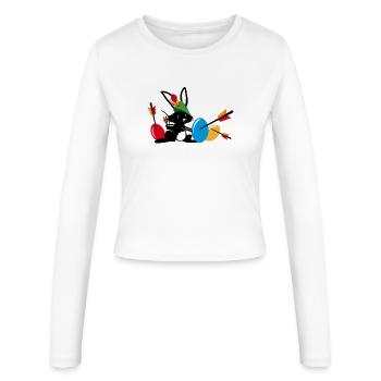 Easter bunny with a bow and arrow - Women's Slim Fit Longsleeve - white - Front - AI Model Female 172 light (172cm)