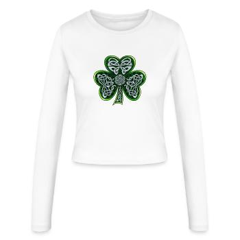 Shamrock celtique - Manches longues slim fit Femme - blanc - Devant - AI Model Female 172 light (172cm)