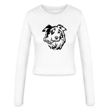 Tête de Border Collie - Manches longues slim fit Femme - blanc - Devant - AI Model Female 172 light (172cm)