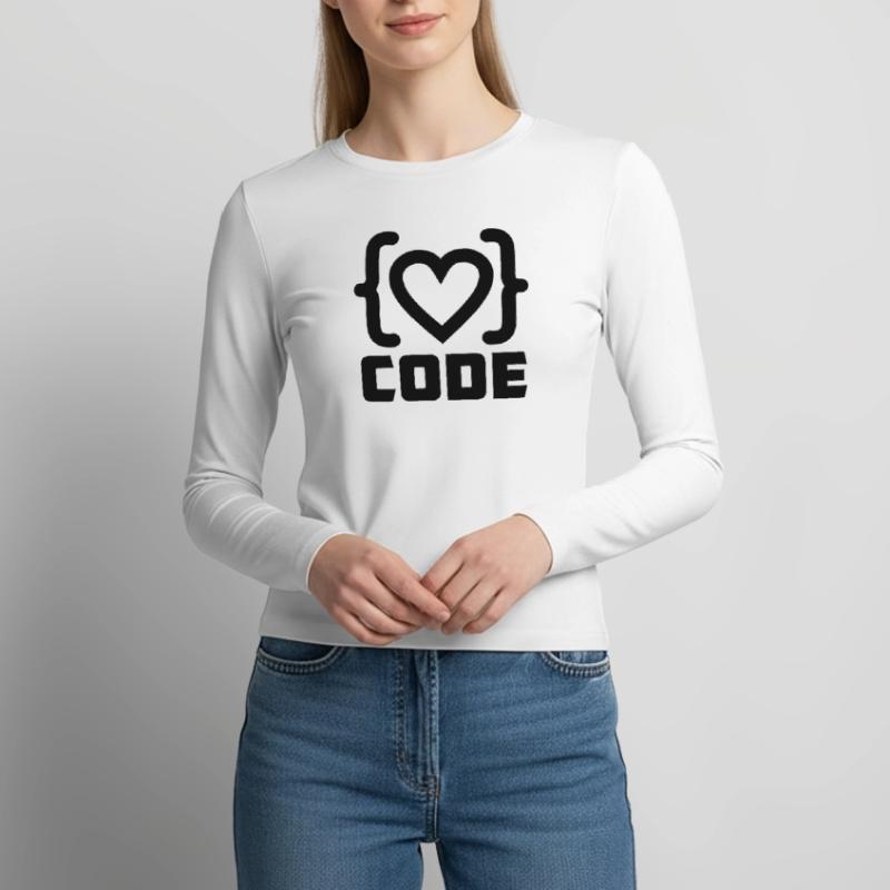 Herzprogrammierer Code Logo mit Text CODE Frauen Slim Fit Langarmshirt