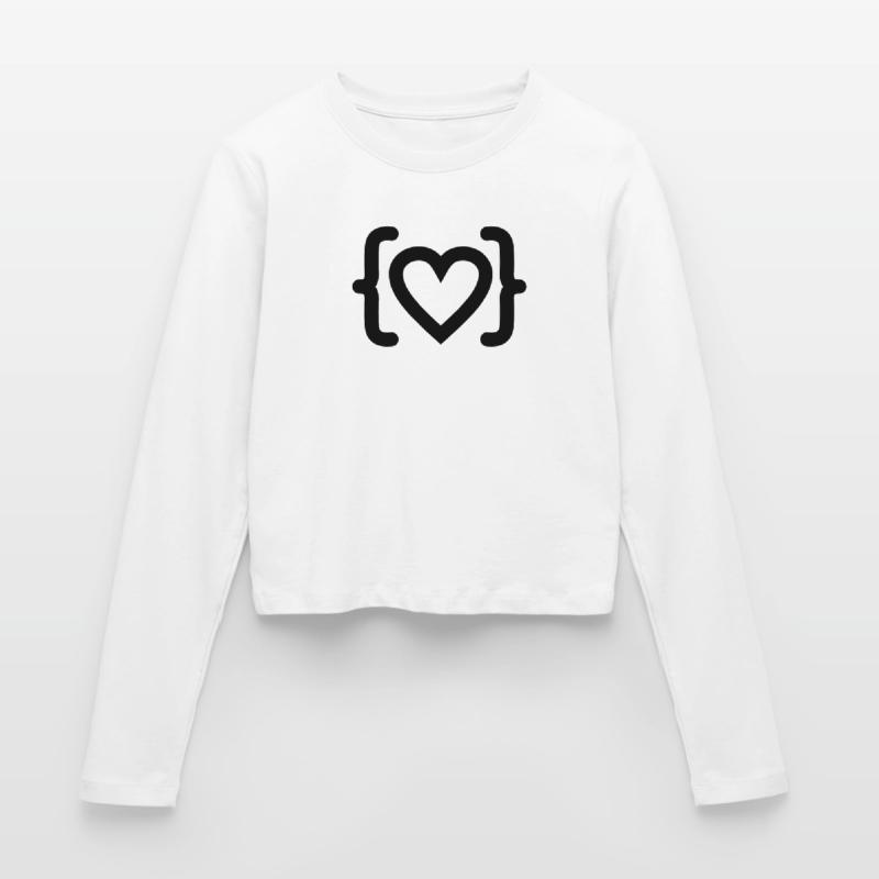 Cœur du logo du code du programmeur Manches longues slim fit Femme