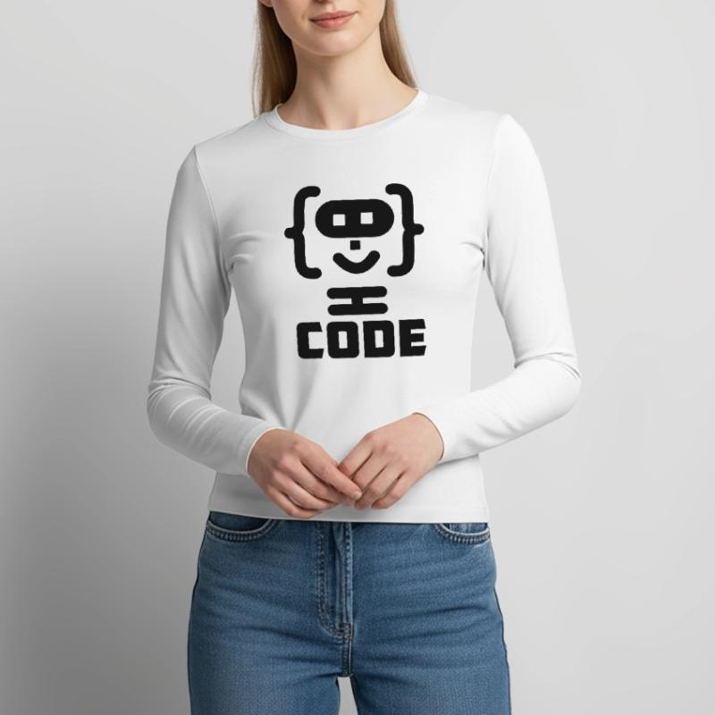 Logo de code de programmeur hacker avec texte CODE Manches longues slim fit Femme