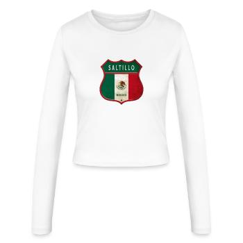 Design des armoiries de Saltillo Mexico - Manches longues slim fit Femme - blanc - Devant - AI Model Female 172 light (172cm)