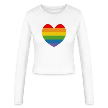LGBT CSD TShirt Rainbow HEART - Manches longues slim fit Femme - blanc - Devant - AI Model Female 172 light (172cm)
