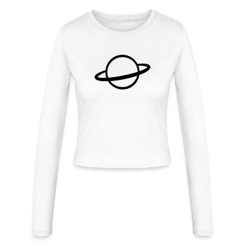 Planet with Ring Icon Outline - Women's Slim Fit Longsleeve - white - Front - AI Model Female 172 light (172cm)