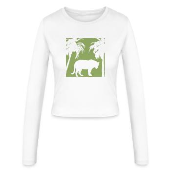 Green jungle and feline silhouette - Women's Slim Fit Longsleeve - white - Front - AI Model Female 172 light (172cm)