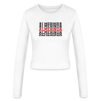 Almerinda t-shirt gift t-shirt stacked text - Women's Slim Fit Longsleeve - white - Front - AI Model Female 172 light (172cm)