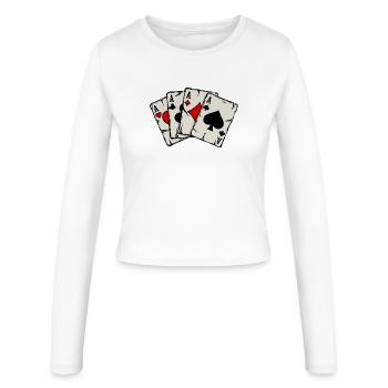 Jeux d’argent Casino Poker Jeu de cartes Jeux d’argent Poker - Manches longues slim fit Femme - blanc - Devant - AI Model Female 172 light (172cm)