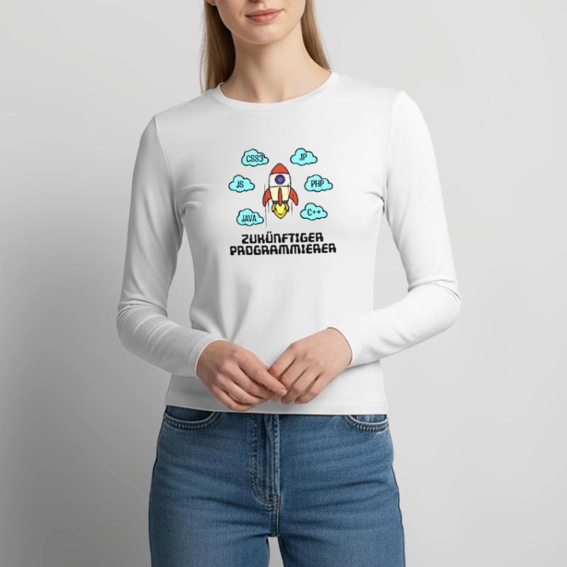 Développeur de code CSS Programmeur C++ Java Php Manches longues slim fit Femme