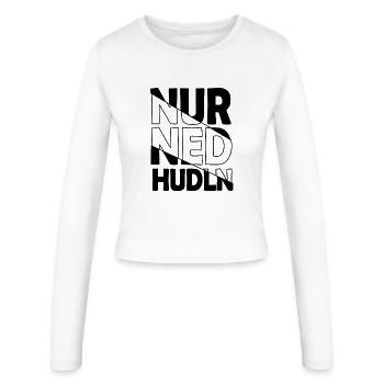nur ned hudln - nur mit der Ruhe, Dialekt - Frauen Slim Fit Langarmshirt - Weiß - Vorne - AI Model Female 172 light (172cm)