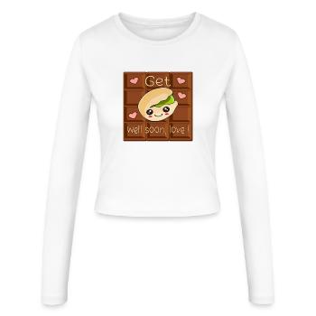 Bon rétablissement amour - Chocolat Pistache - Manches longues slim fit Femme - blanc - Devant - AI Model Female 172 light (172cm)