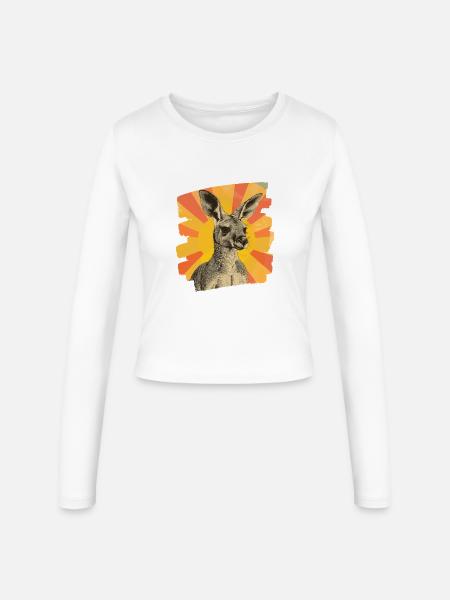 Känguru - Frauen Slim Fit Langarmshirt - Weiß