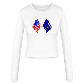 USA and state of Wisconsin flag crossed - Women's Slim Fit Longsleeve - white - Front - AI Model Female 172 light (172cm)