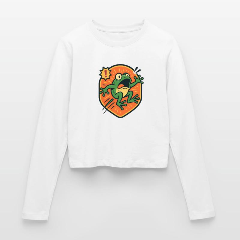 Panikfrosch-Abzeichen Frauen Slim Fit Langarmshirt