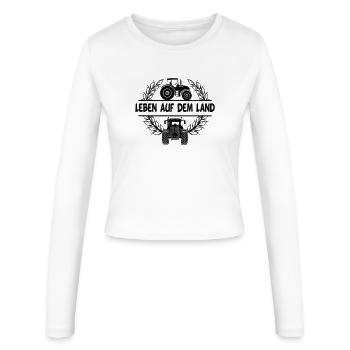 Leben auf dem Land with tractor and wheat wreath - Women's Slim Fit Longsleeve - white - Front - AI Model Female 172 light (172cm)