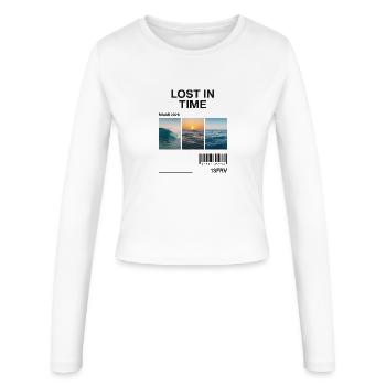 Verlorene Zeit: Miami Waves Triptychon - Frauen Slim Fit Langarmshirt - Weiß - Vorne - AI Model Female 172 light (172cm)
