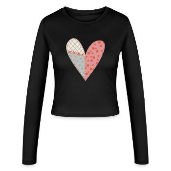 Patchwork Heart No11 - Women's Slim Fit Longsleeve - black - Front - AI Model Female 172 light (172cm)