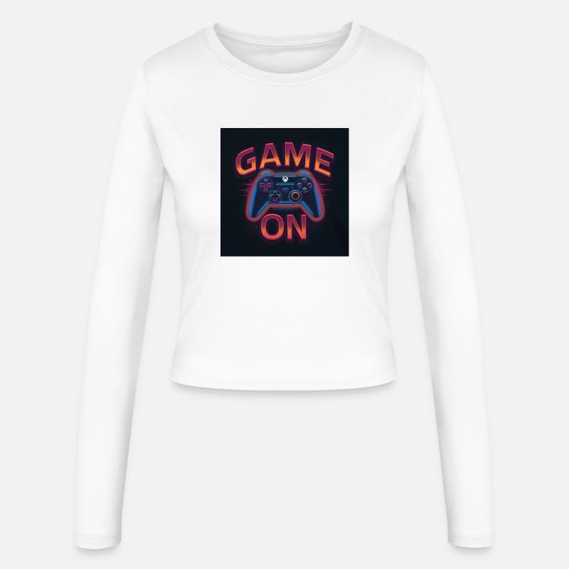Glowing gaming controller with neon design - Women's Slim Fit Longsleeve - white