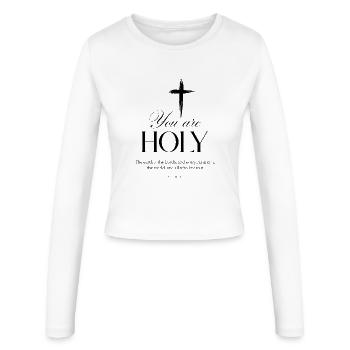 You Are Holy – Christliches Design | Isaiah 6:3 - Frauen Slim Fit Langarmshirt - Weiß - Vorne - AI Model Female 172 light (172cm)