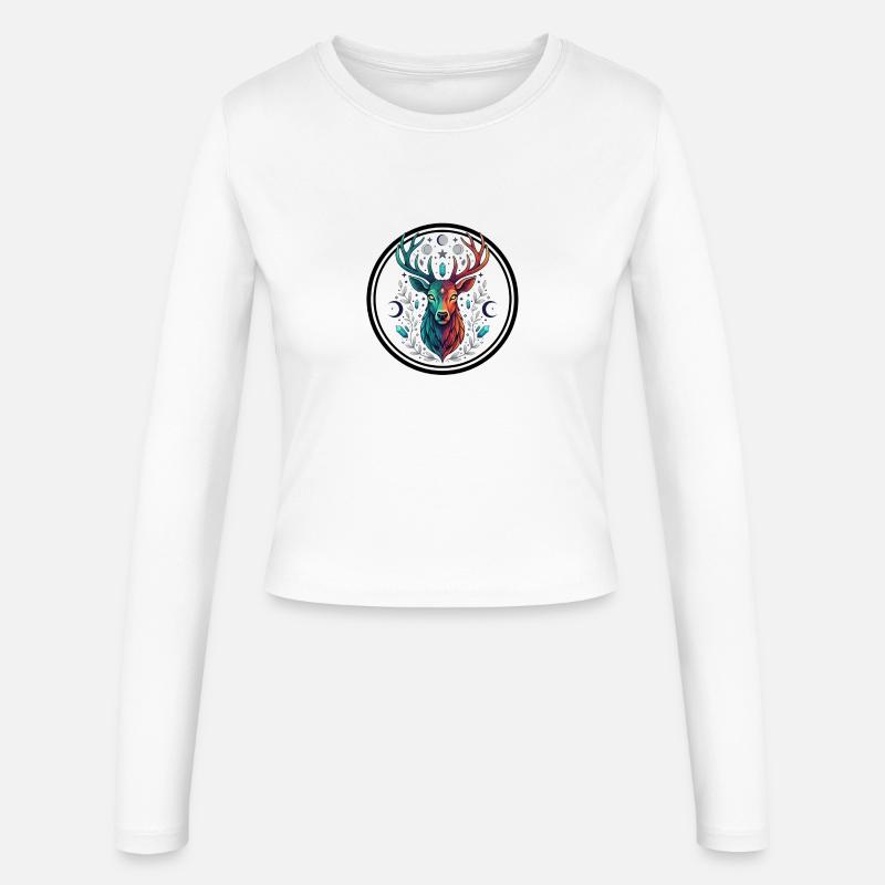 Rainbow Deer Crystal Moon - Women's Slim Fit Longsleeve - white