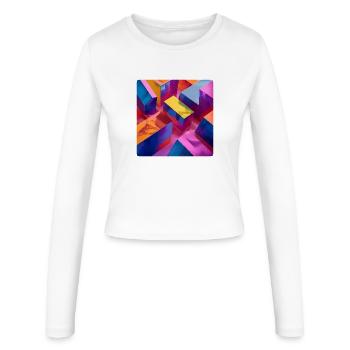 Neon 3D Blöcke bunt mit glänzendem Effekt - Frauen Slim Fit Langarmshirt - Weiß - Vorne - AI Model Female 172 light (172cm)