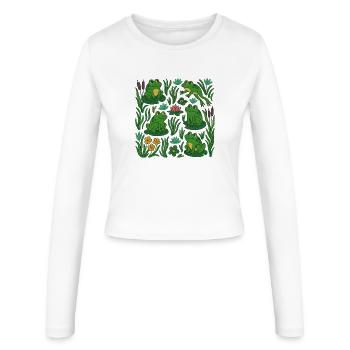 Verdant Frog Pond Scene - Women's Slim Fit Longsleeve - white - Front - AI Model Female 172 light (172cm)