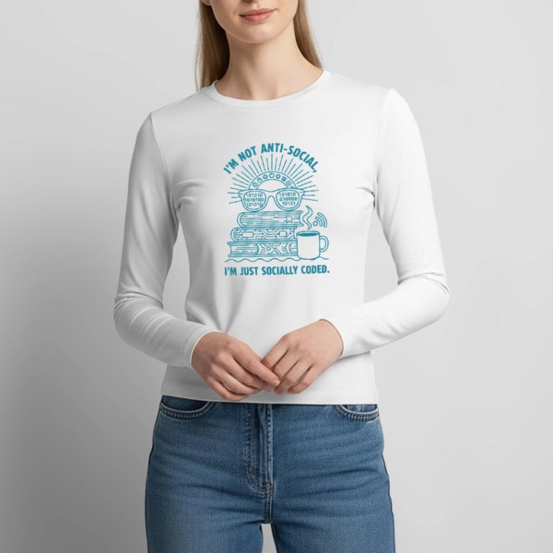 Socially Coded: Books, Coffee & Code Women's Slim Fit Longsleeve