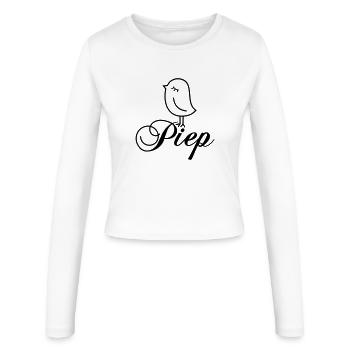 Spatz Piep – Piepmatz Vogel Cartoon Motiv - Frauen Slim Fit Langarmshirt - Weiß - Vorne - AI Model Female 172 light (172cm)