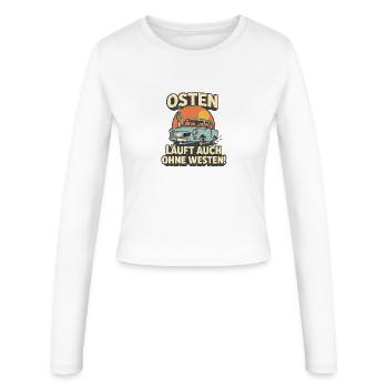 Osten läuft auch ohne Westen - Frauen Slim Fit Langarmshirt - Weiß - Vorne - AI Model Female 172 light (172cm)