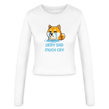 Sehr traurig Much Cry – Doge-Meme-Pixelart - Frauen Slim Fit Langarmshirt - Weiß - Vorne - AI Model Female 172 light (172cm)