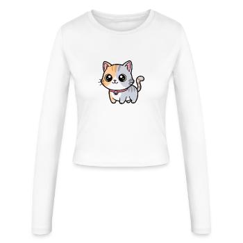 Calico-Kätzchenhalsband-Anhänger - Frauen Slim Fit Langarmshirt - Weiß - Vorne - AI Model Female 172 light (172cm)