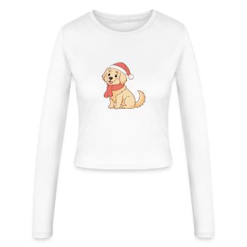 Chien Noël chaleureux dessin - Manches longues slim fit Femme - blanc - Devant - AI Model Female 172 light (172cm)