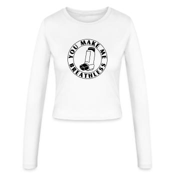 Du machst mich sprachlos – Asthma Flirt & Nerd - Frauen Slim Fit Langarmshirt - Weiß - Vorne - AI Model Female 172 light (172cm)