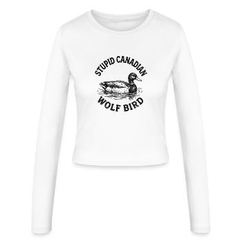 Stupid Canadian Wolf Bird  - Frauen Slim Fit Langarmshirt - Weiß - Vorne - AI Model Female 172 light (172cm)