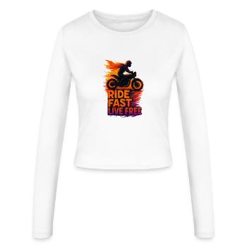 Ride Fast Live Free - Women's Slim Fit Longsleeve - white - Front - AI Model Female 172 light (172cm)