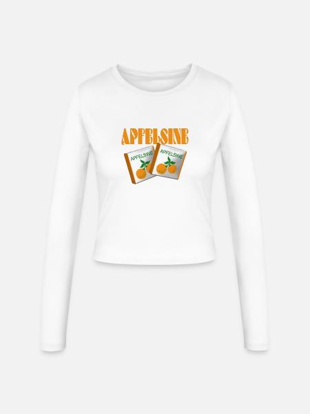 Halloren Frukas Apfelsine - Frauen Slim Fit Langarmshirt - Weiß