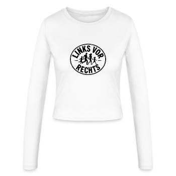 Left before Right - Funny Antifa Slogan - Women's Slim Fit Longsleeve - white - Front - AI Model Female 172 light (172cm)
