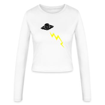 UFO Invasion Lightning Attack Alien Vector - Women's Slim Fit Longsleeve - white - Front - AI Model Female 172 light (172cm)