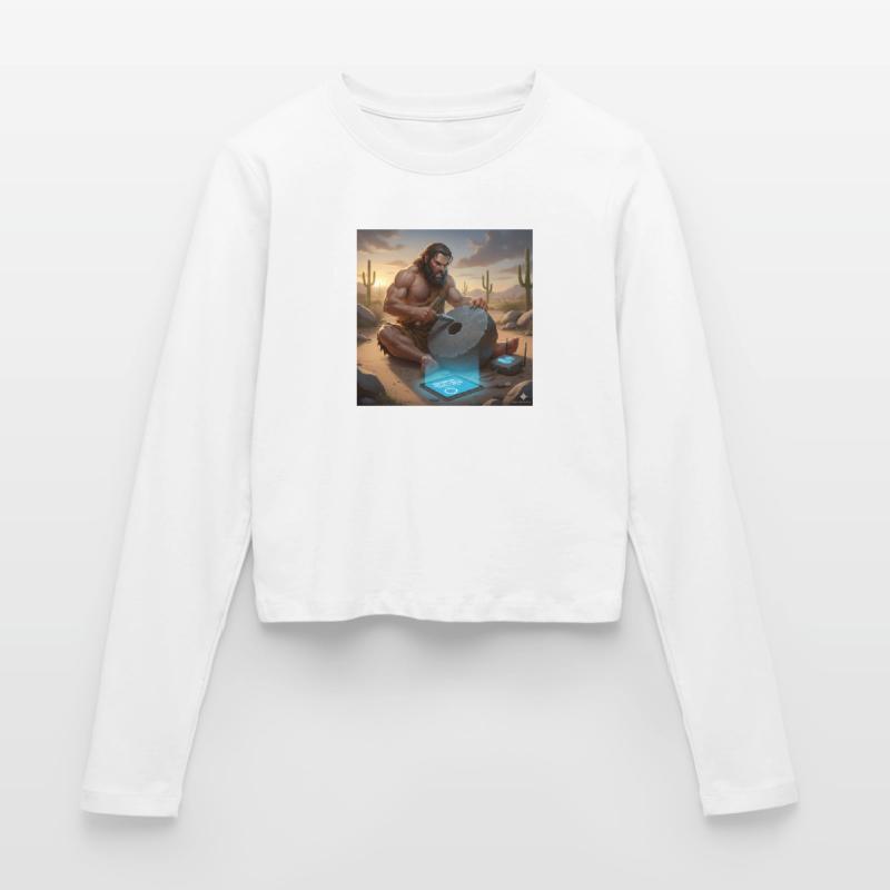 Caveman Tech Support – Das erste Tutorial Frauen Slim Fit Langarmshirt