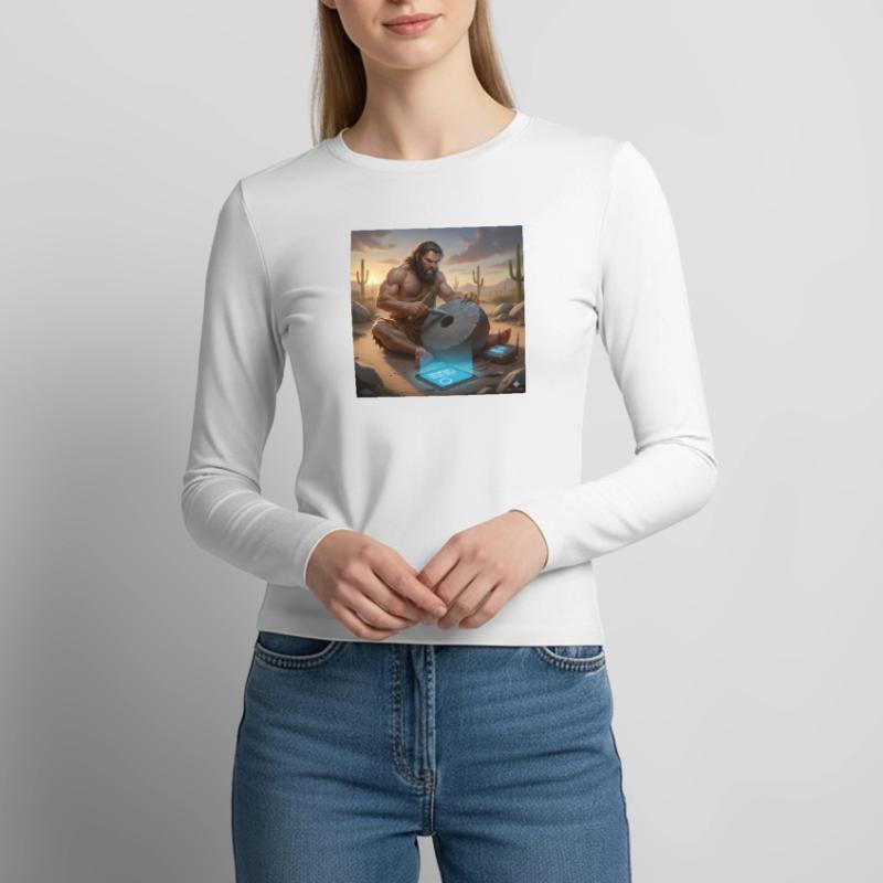 Caveman Tech Support – Das erste Tutorial Frauen Slim Fit Langarmshirt