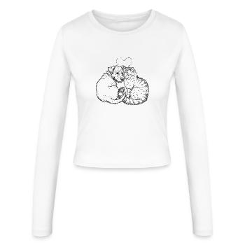 Cute Friends (Cat + Dog) - Women's Slim Fit Longsleeve - white - Front - AI Model Female 172 light (172cm)