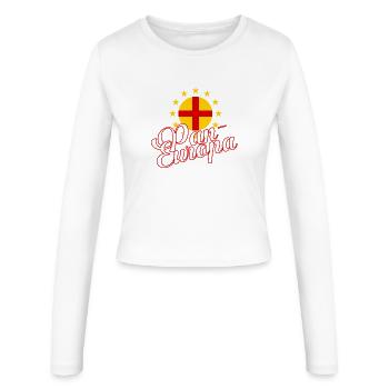 Pan-Europa Retro-Skript - Frauen Slim Fit Langarmshirt - Weiß - Vorne - AI Model Female 172 light (172cm)