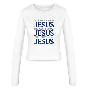 POUVOIR DE JÉSUS GUÉRIR LA VIE - Manches longues slim fit Femme - blanc - Devant - AI Model Female 172 light (172cm)