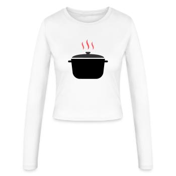 Kochtopf Dampf Kochen - Frauen Slim Fit Langarmshirt - Weiß - Vorne - AI Model Female 172 light (172cm)