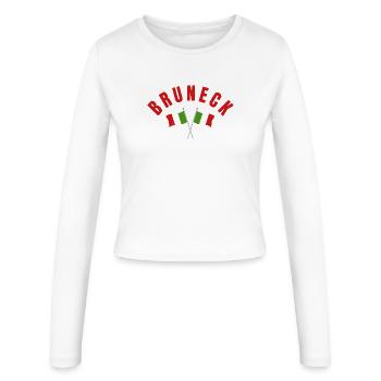 Drapeaux italiens croisés de Bruneck - Manches longues slim fit Femme - blanc - Devant - AI Model Female 172 light (172cm)