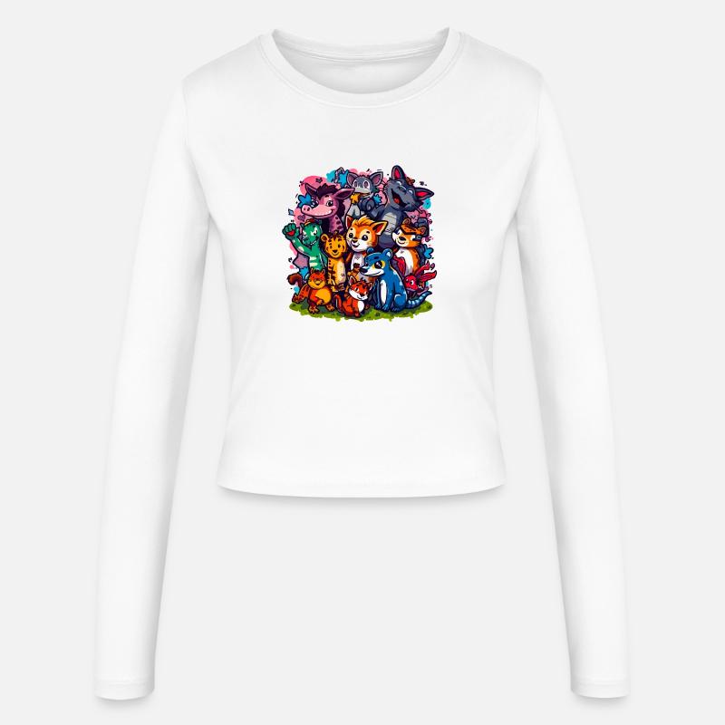 Couleurs de dessins animés du groupe Animals - Manches longues slim fit Femme - blanc
