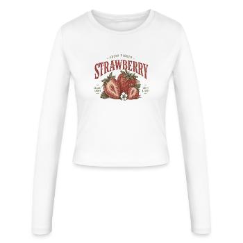 Vintage Strawberry Label Print - Women's Slim Fit Longsleeve - white - Front - AI Model Female 172 light (172cm)