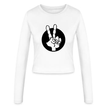 Victory Sign Hand - Women's Slim Fit Longsleeve - white - Front - AI Model Female 172 light (172cm)