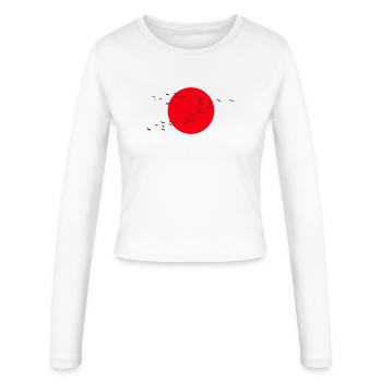 Wildgänse Kraniche Frühling - Frauen Slim Fit Langarmshirt - Weiß - Vorne - AI Model Female 172 light (172cm)